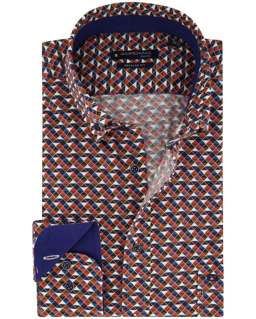 Giordano rood geprint casual overhemd wijde fit katoen