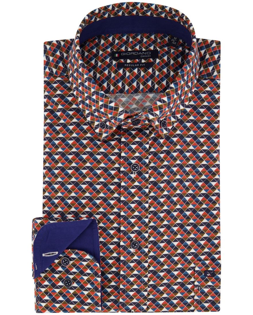 Giordano rood geprint casual overhemd wijde fit katoen