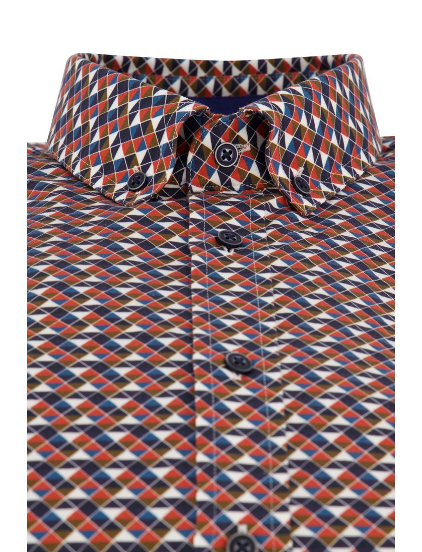 Giordano wijde fit casual overhemd rood geprint katoen