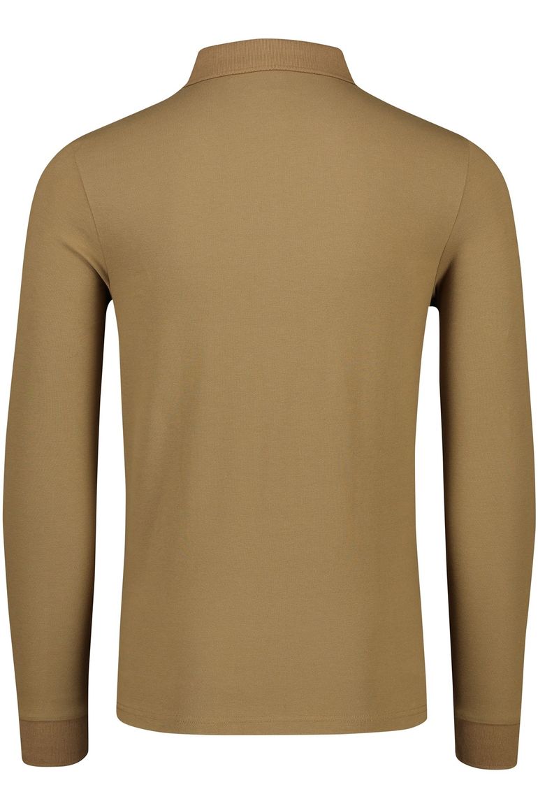 Hugo Boss polo Passerby slim fit bruin effen katoen zilveren knopen