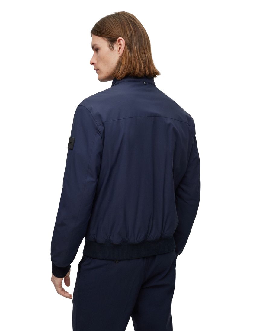 Hugo Boss Black tussenjas donkerblauw effen rits + knoop normale fit