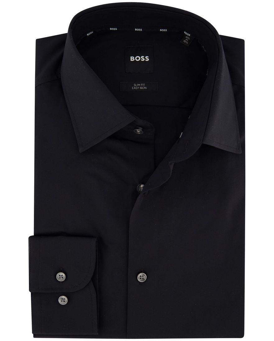 Zwart Hugo Boss overhemd slim fit H-HANK