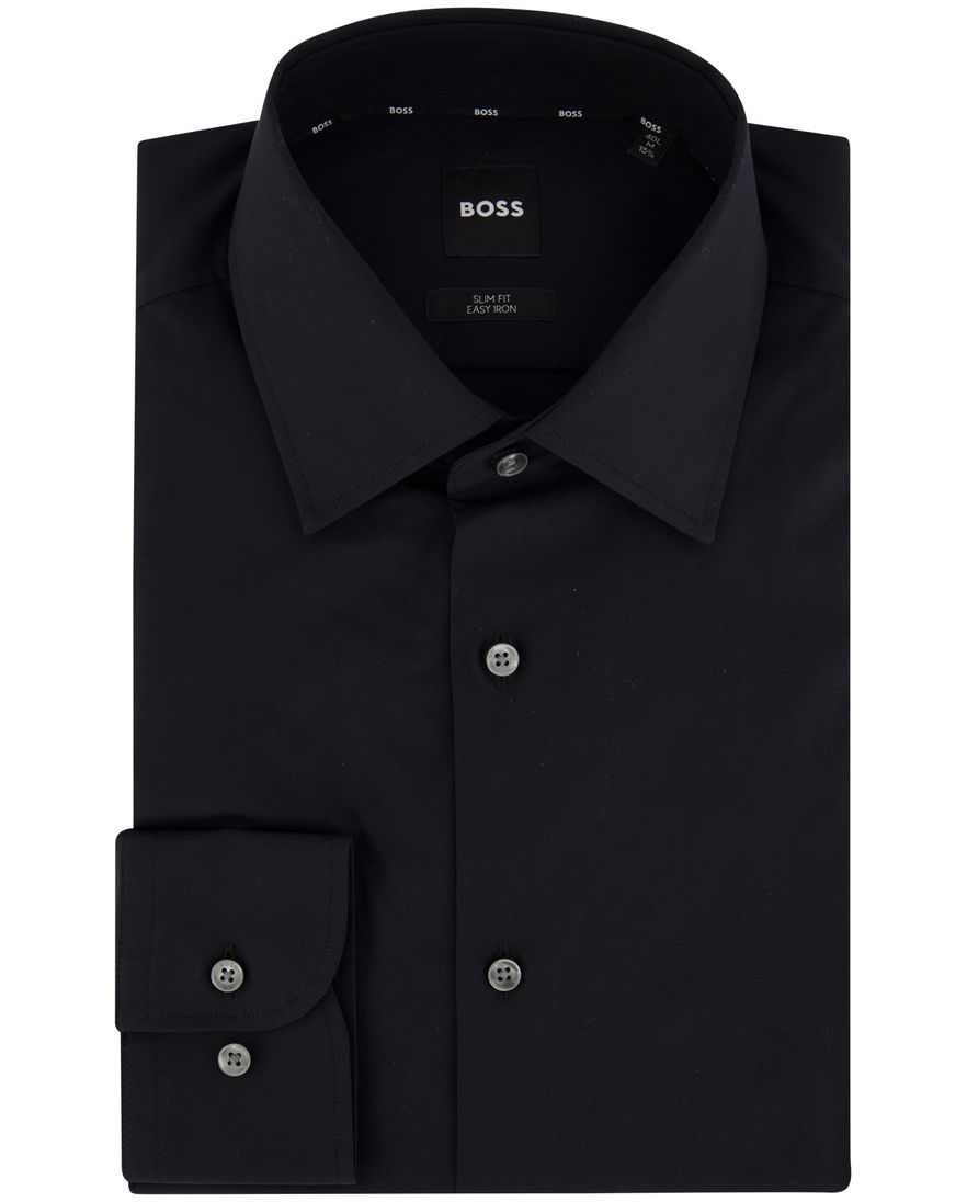 Zwart Hugo Boss overhemd slim fit H-HANK