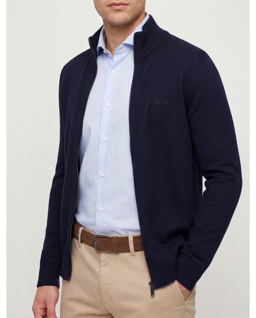 Hugo Boss vest navy merinowol