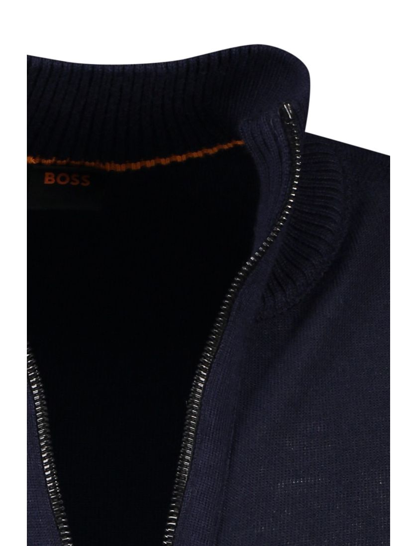 Hugo Boss vest navy opstaande kraag merinowol