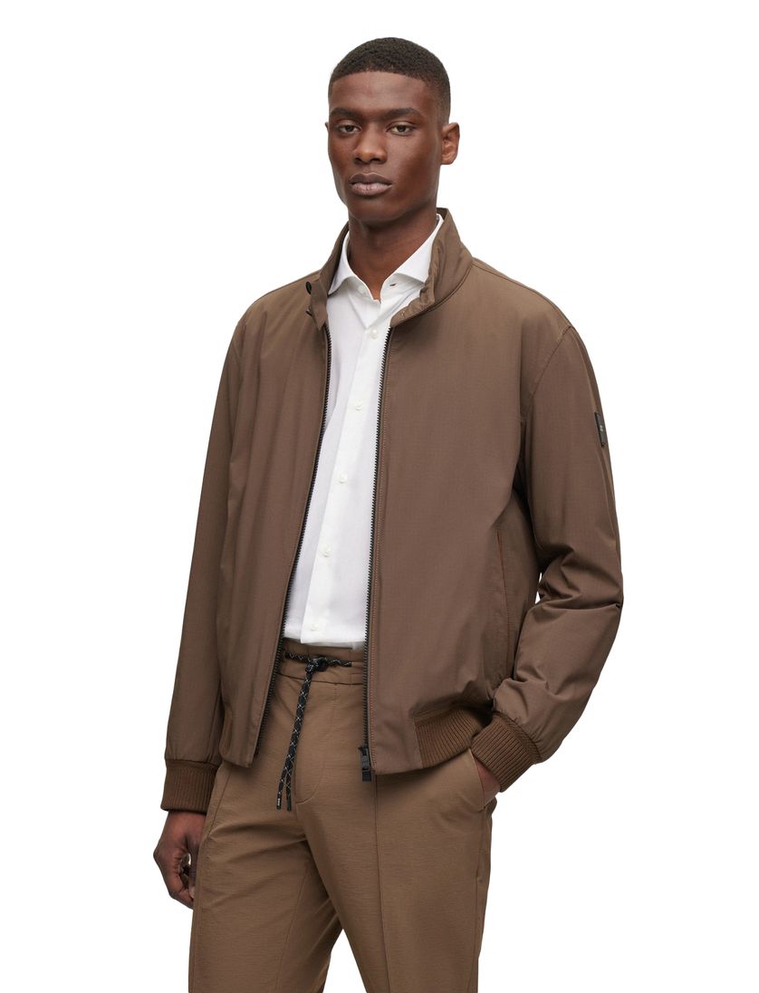 Hugo Boss tussenjas bruin effen normale fit