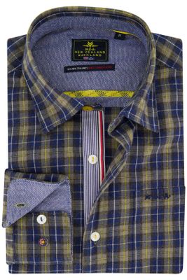 New Zealand NZA Hampden overhemd normale fit donkerblauw geruit katoen