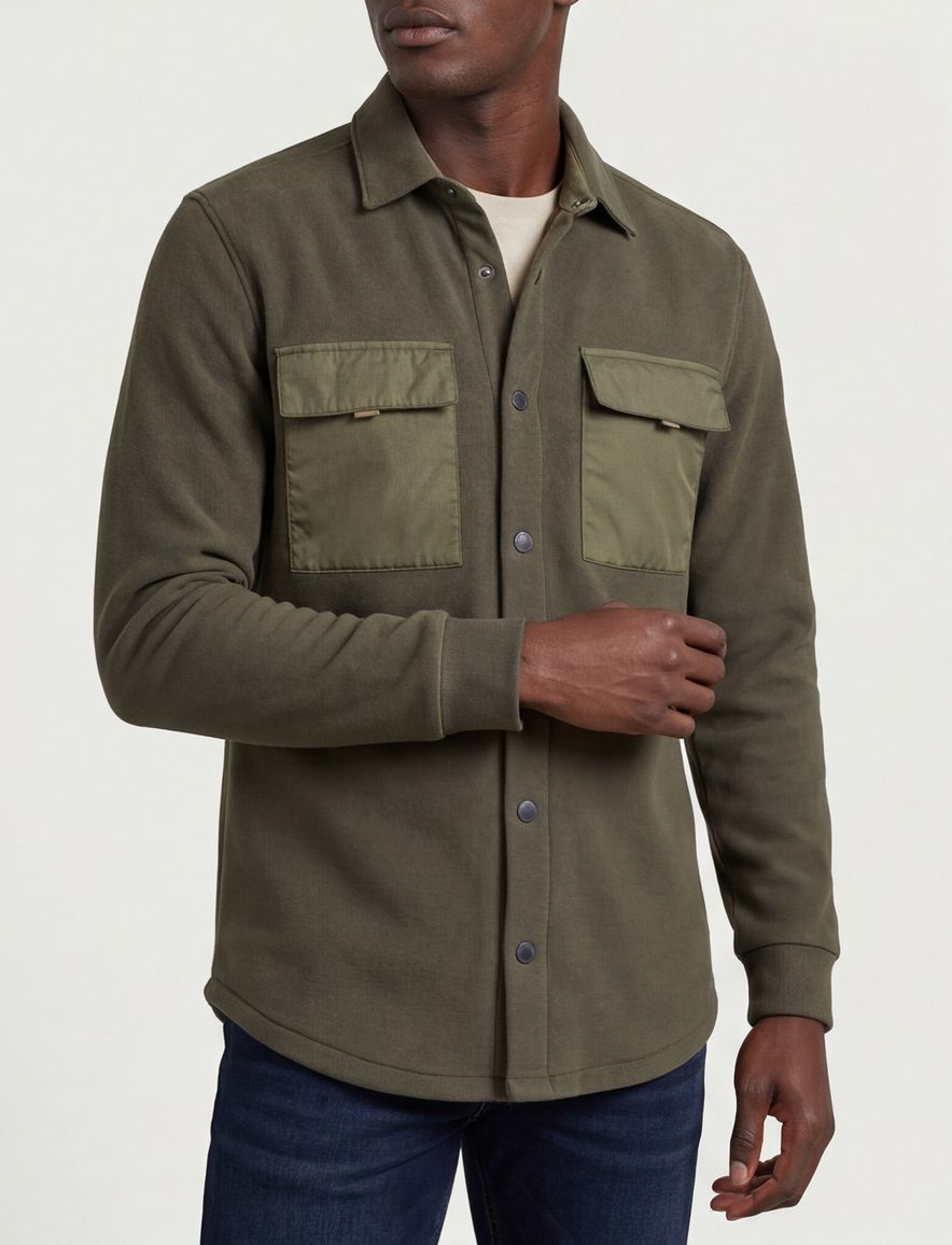 New Zealand overshirt Otakou groen effen katoen