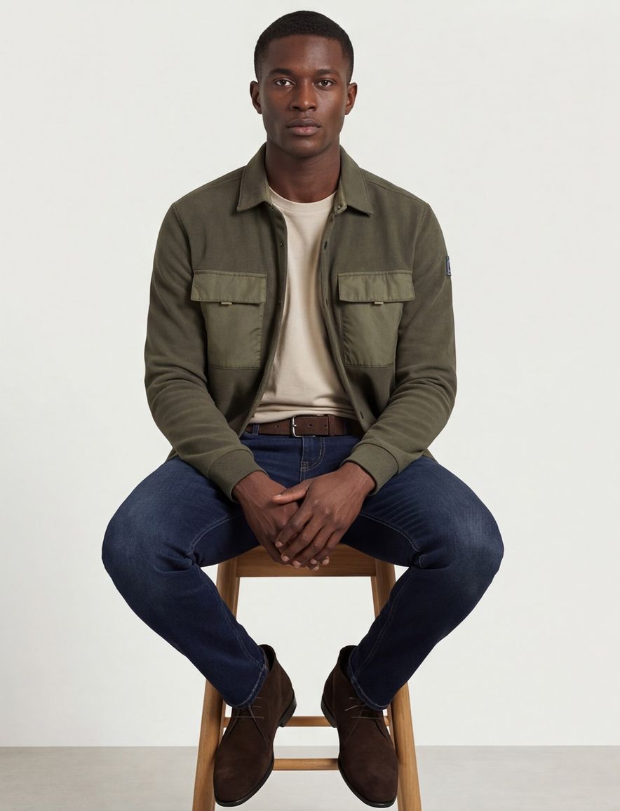 New Zealand overshirt Otakou groen effen katoen