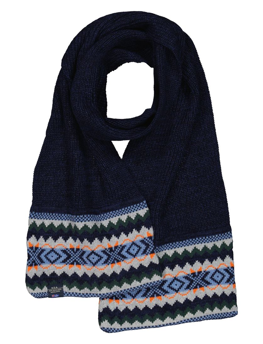 New Zealand sjaal donkerblauw White stone geprint