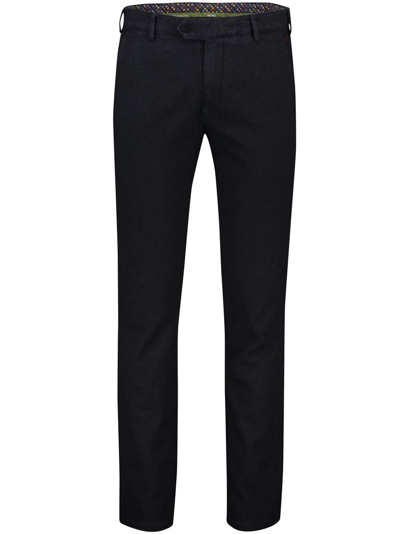 Meyer katoenen broek Bonn zwart effen katoen normale fit