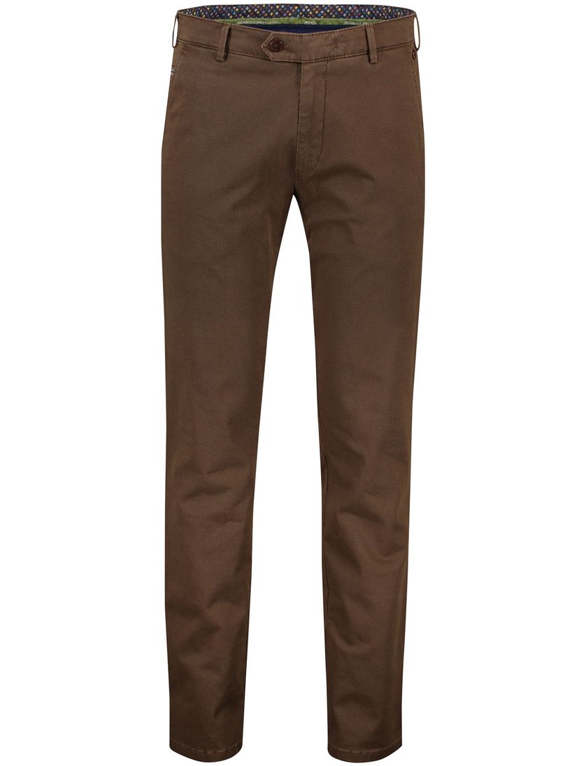 Meyer katoenen broek Perfect Fit Bonn bruin effen