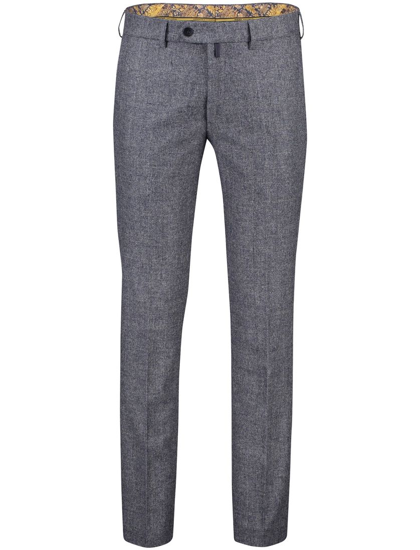 pantalon Meyer wollen blauw geruit wol