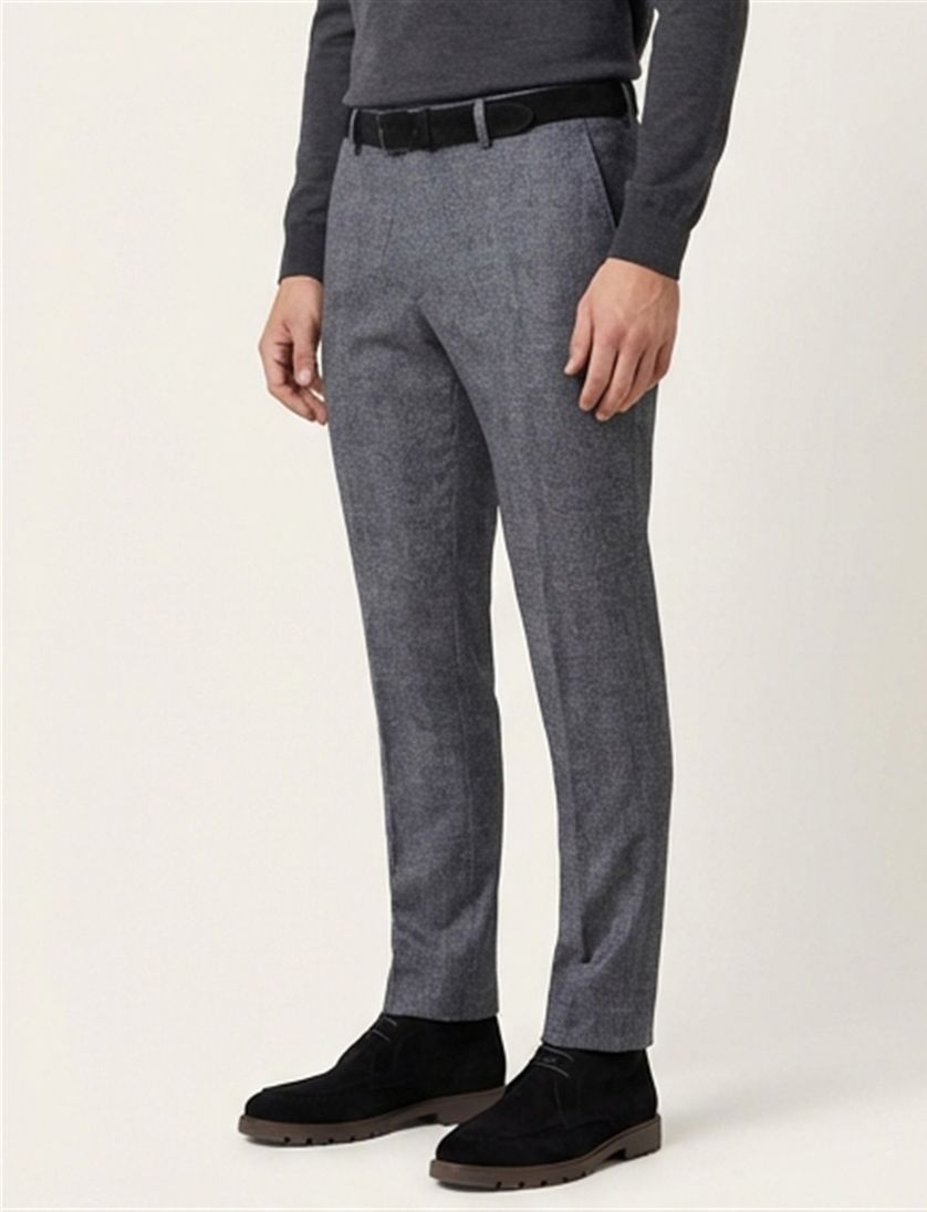 pantalon Meyer wollen blauw geruit wol