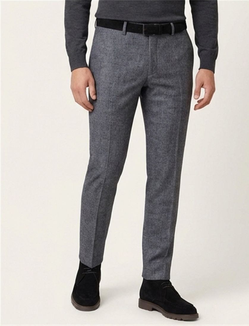 pantalon Meyer wollen blauw geruit wol