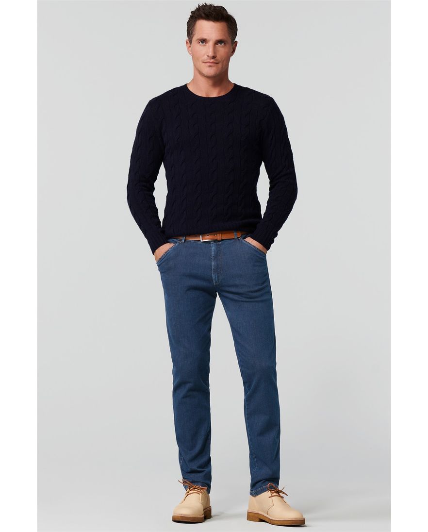 Meyer jeans blauw chicago perfect fit katoen