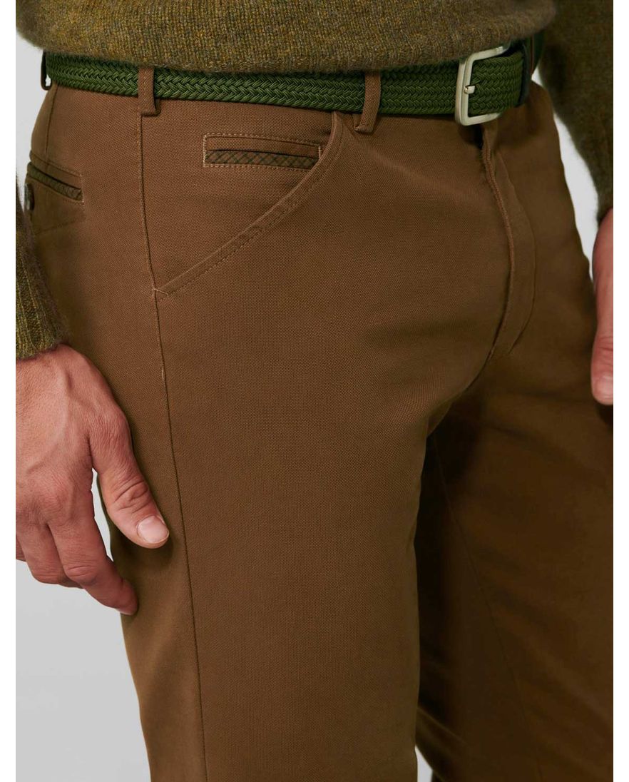 Meyer broek chicago perfect fit bruin katoen