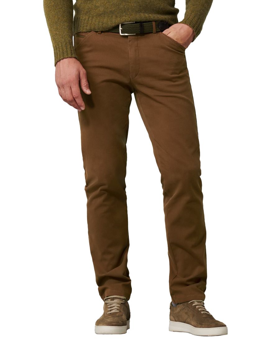 Meyer broek chicago perfect fit bruin katoen