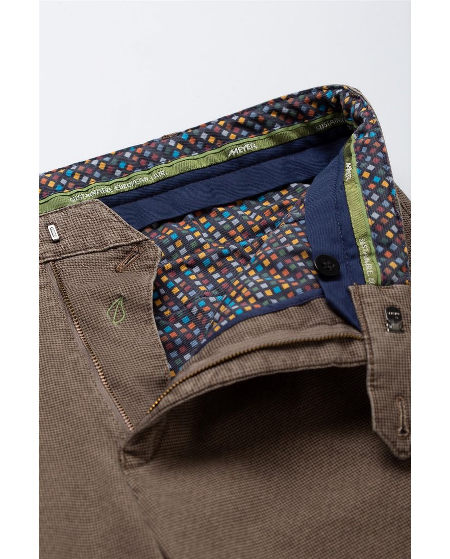 Meyer katoenen broek bruin gemêleerd
