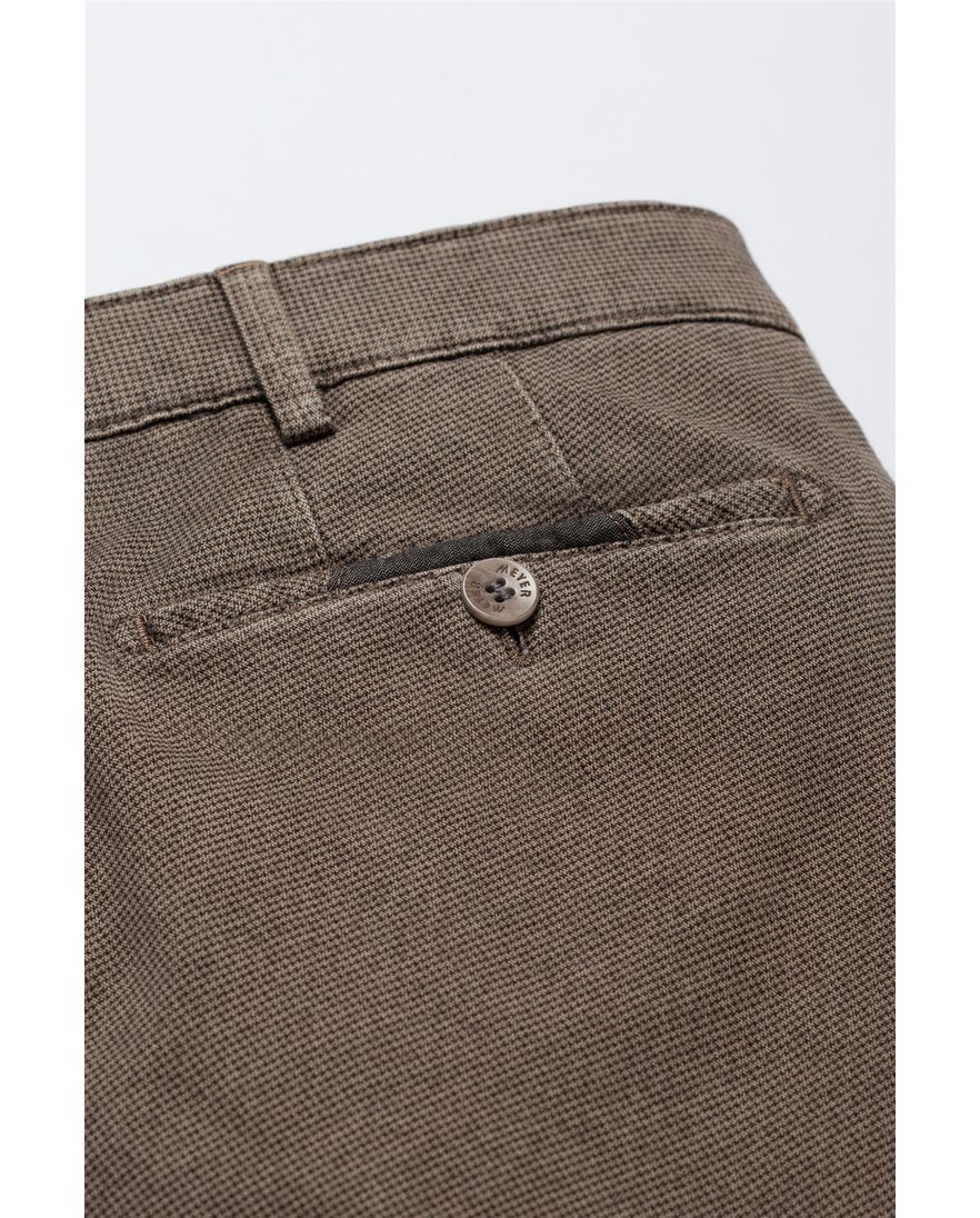 Meyer katoenen broek bruin gemêleerd