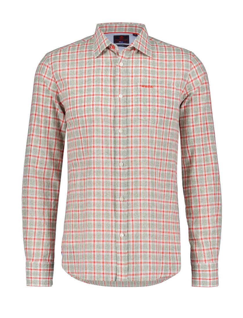 New Zealand overhemd normale fit rood geruit linnen wide spread boord