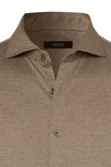Desoto business overhemd slim fit beige effen katoen