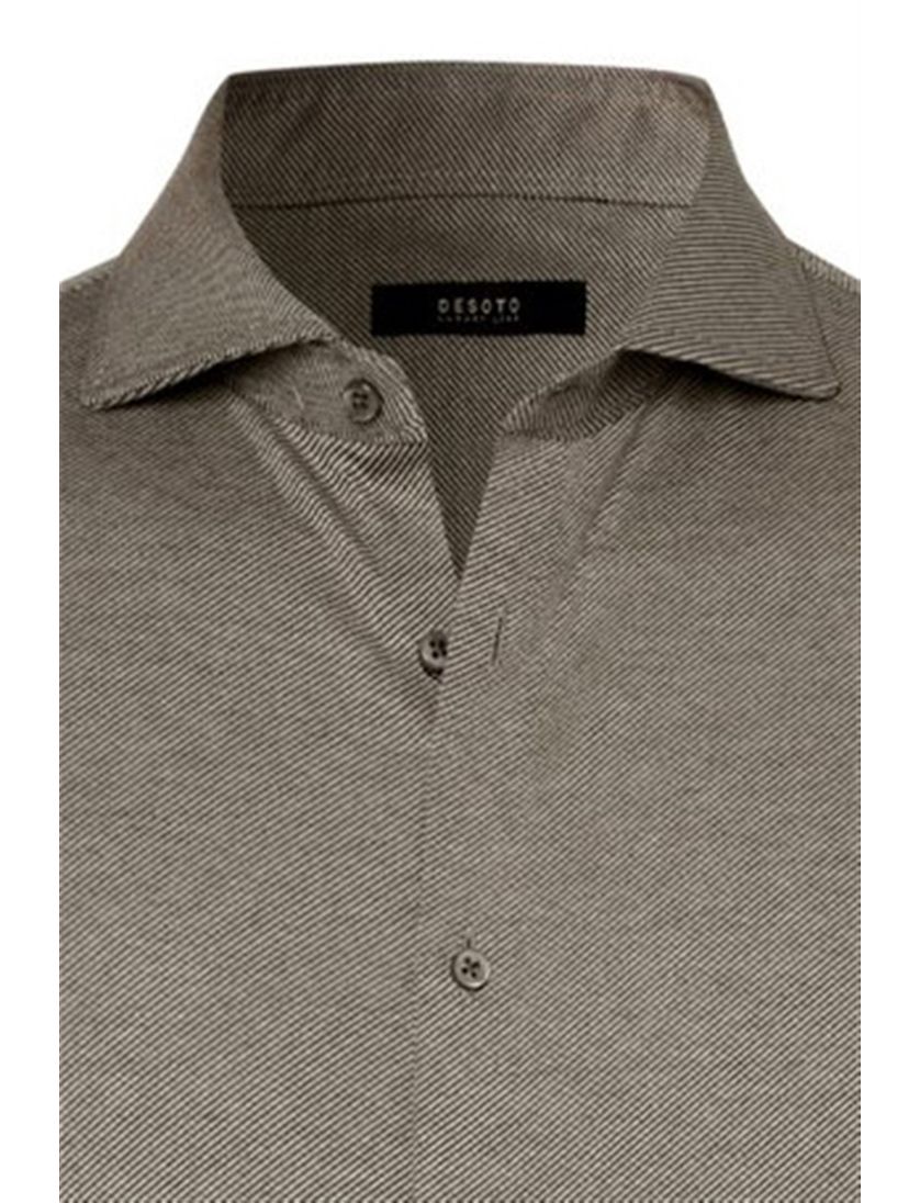 Zakelijk Desoto overhemd slit fit beige effen katoen