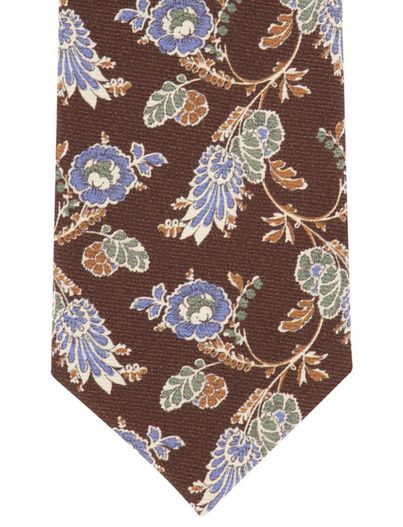 Profuomo Profuomo stropdas bloemen print bruin