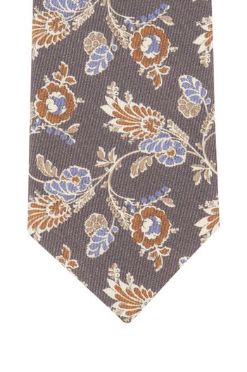 Profuomo Profuomo stropdas bloemen print grijs