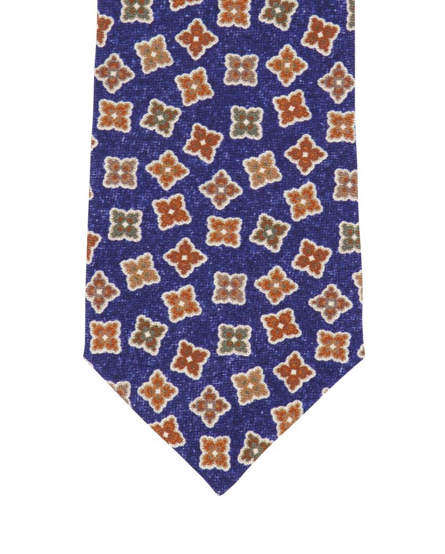 blauwe Profuomo stropdas print beige