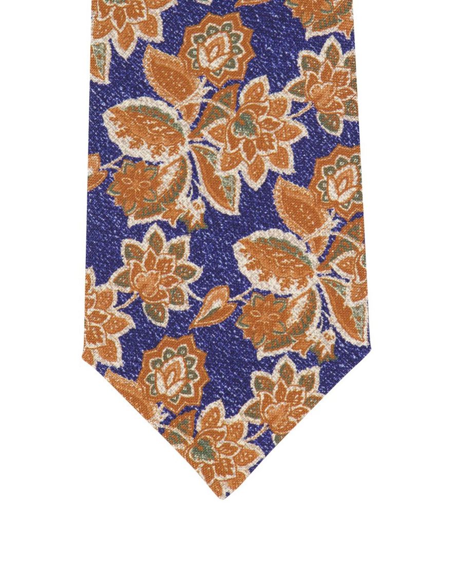 blauwe Profuomo stropdas bruin geprint