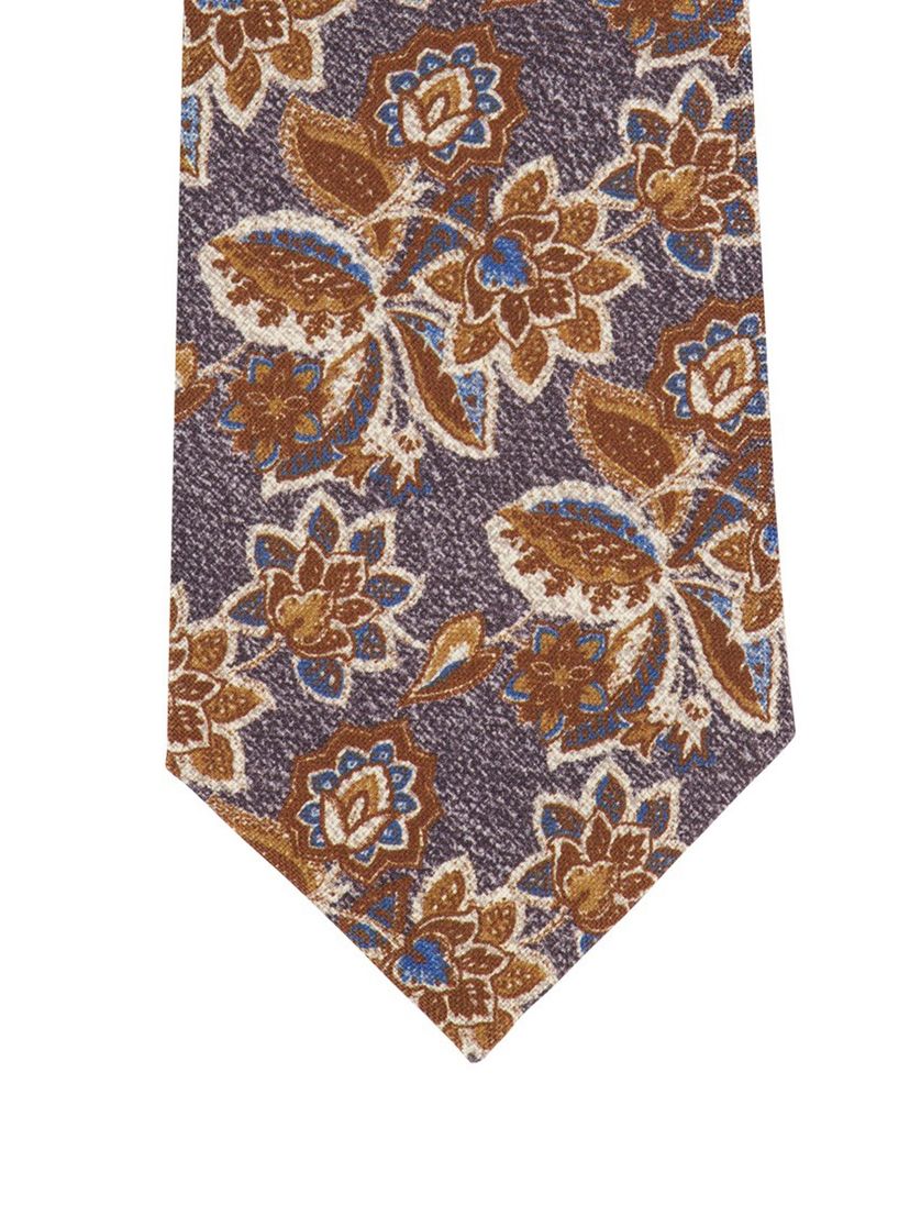 Profuomo stropdas bruin bloemen print