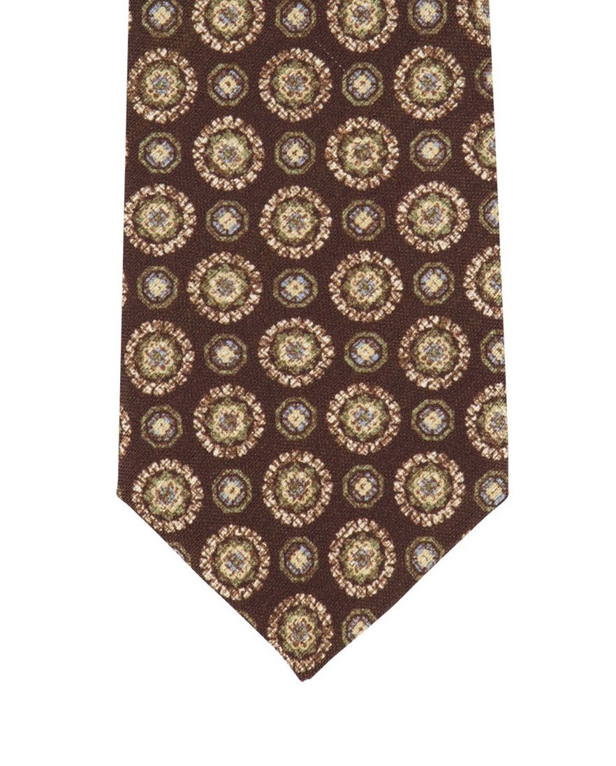 bruine Profuomo stropdas beige geprint