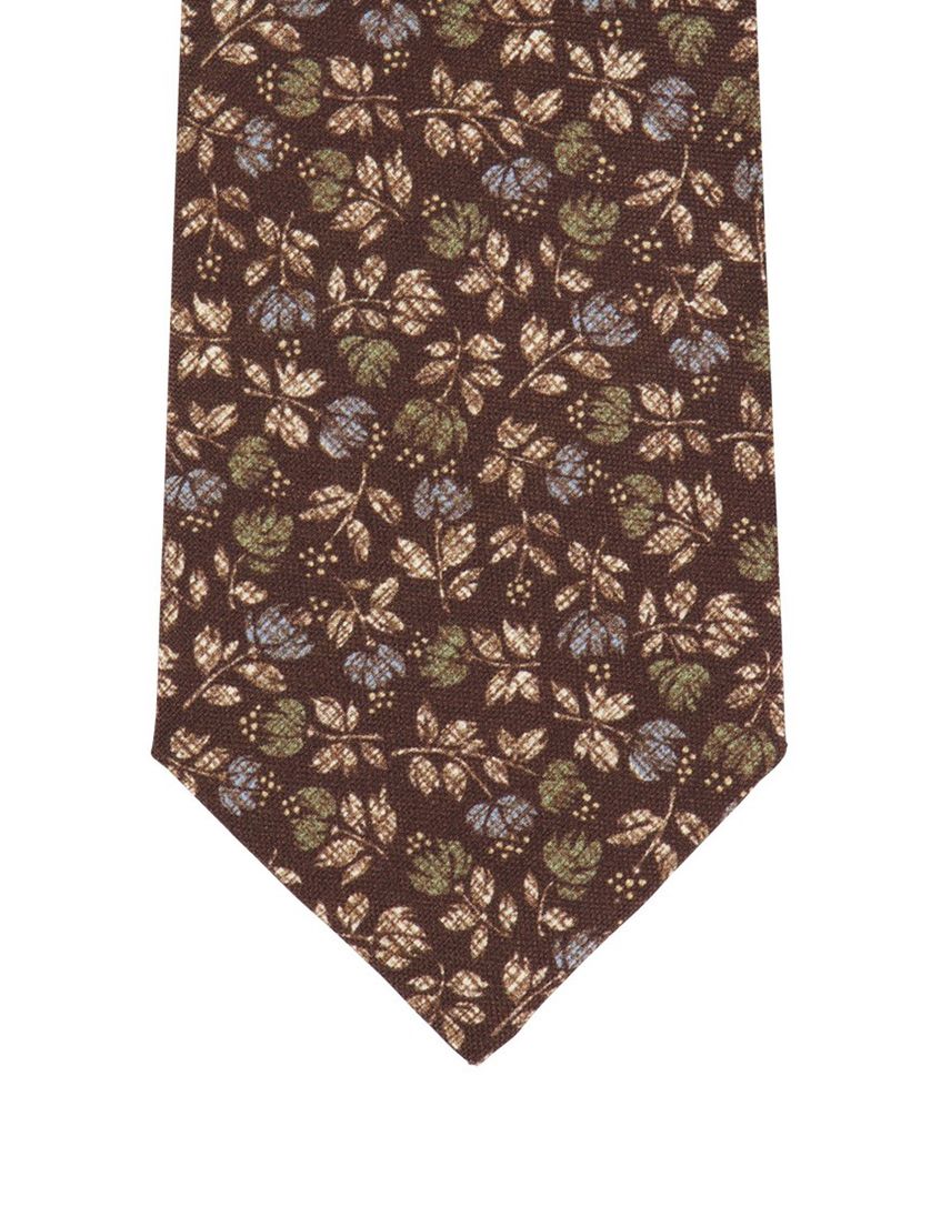 Profuomo stropdas bruin bladeren print