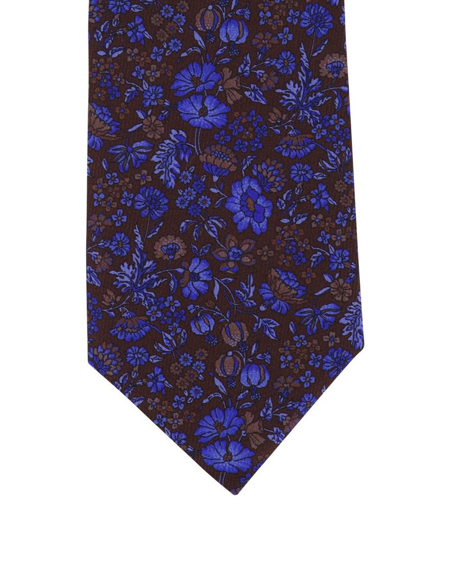 donkerblauwe Profuomo stropdas printje