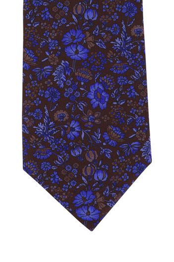 Profuomo Profuomo stropdas bruin geprint bloemen