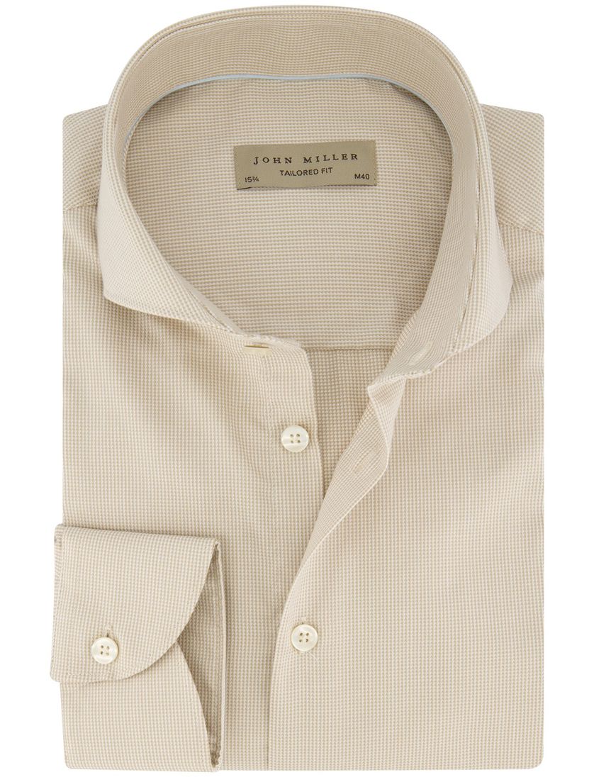 John Miller business overhemd Tailored Fit normale fit geprint beige