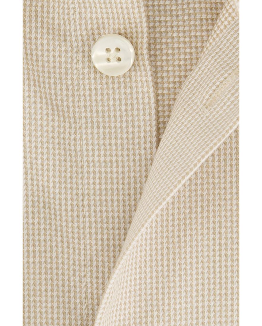 Beige John Miller business overhemd Tailored Fit normale fit geprint