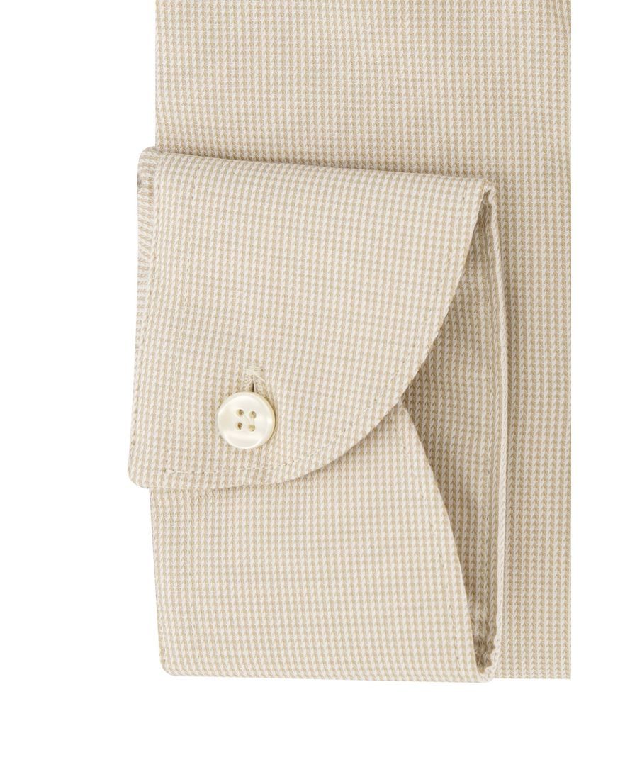 Beige John Miller business overhemd Tailored Fit normale fit geprint