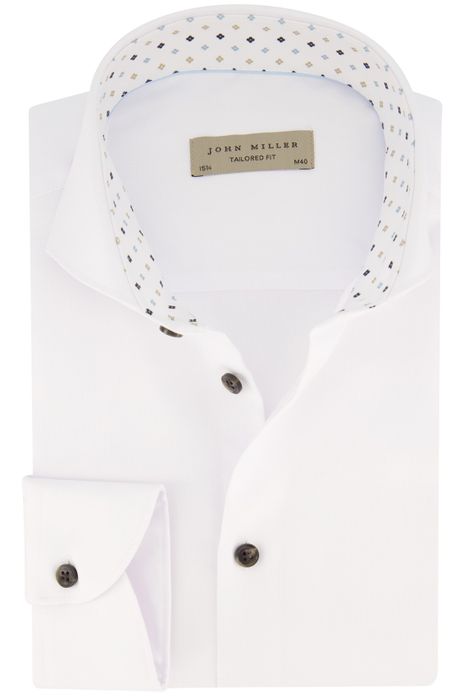 John Miller business overhemd tailored fit wit effen katoen