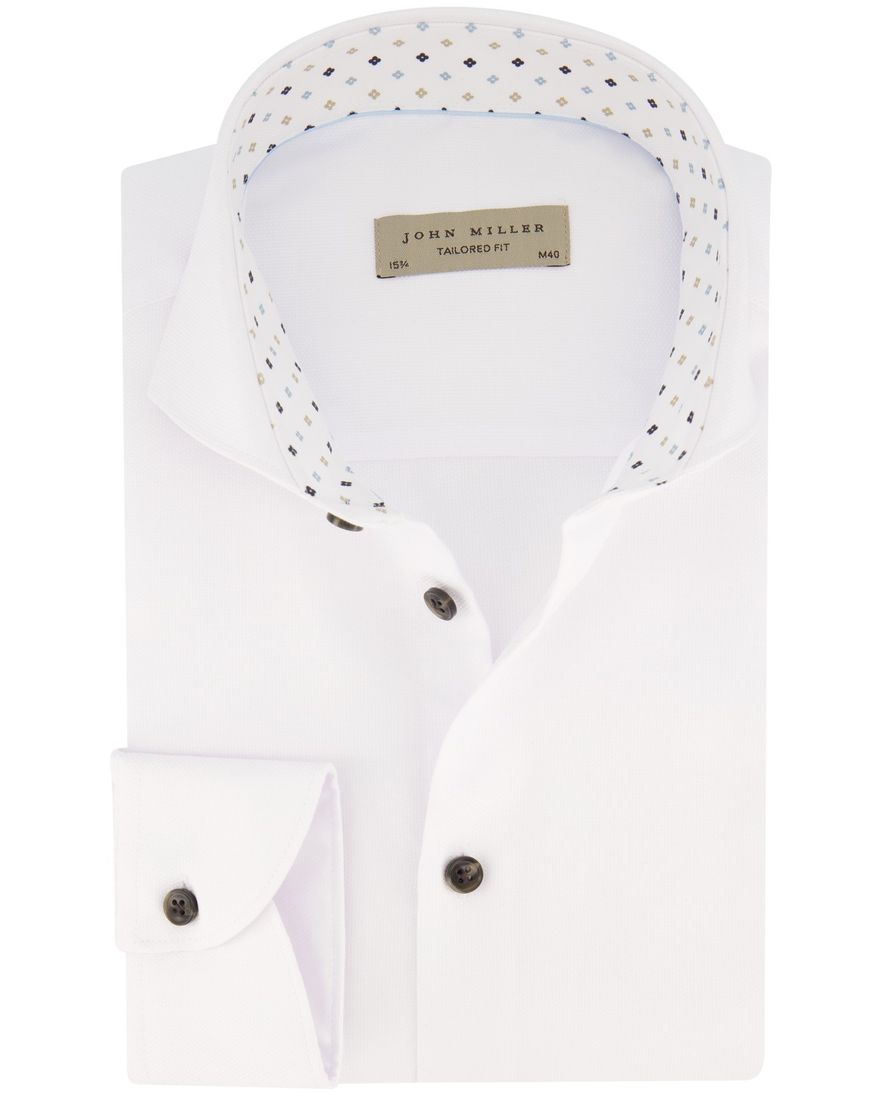 John Miller business overhemd tailored fit wit effen katoen