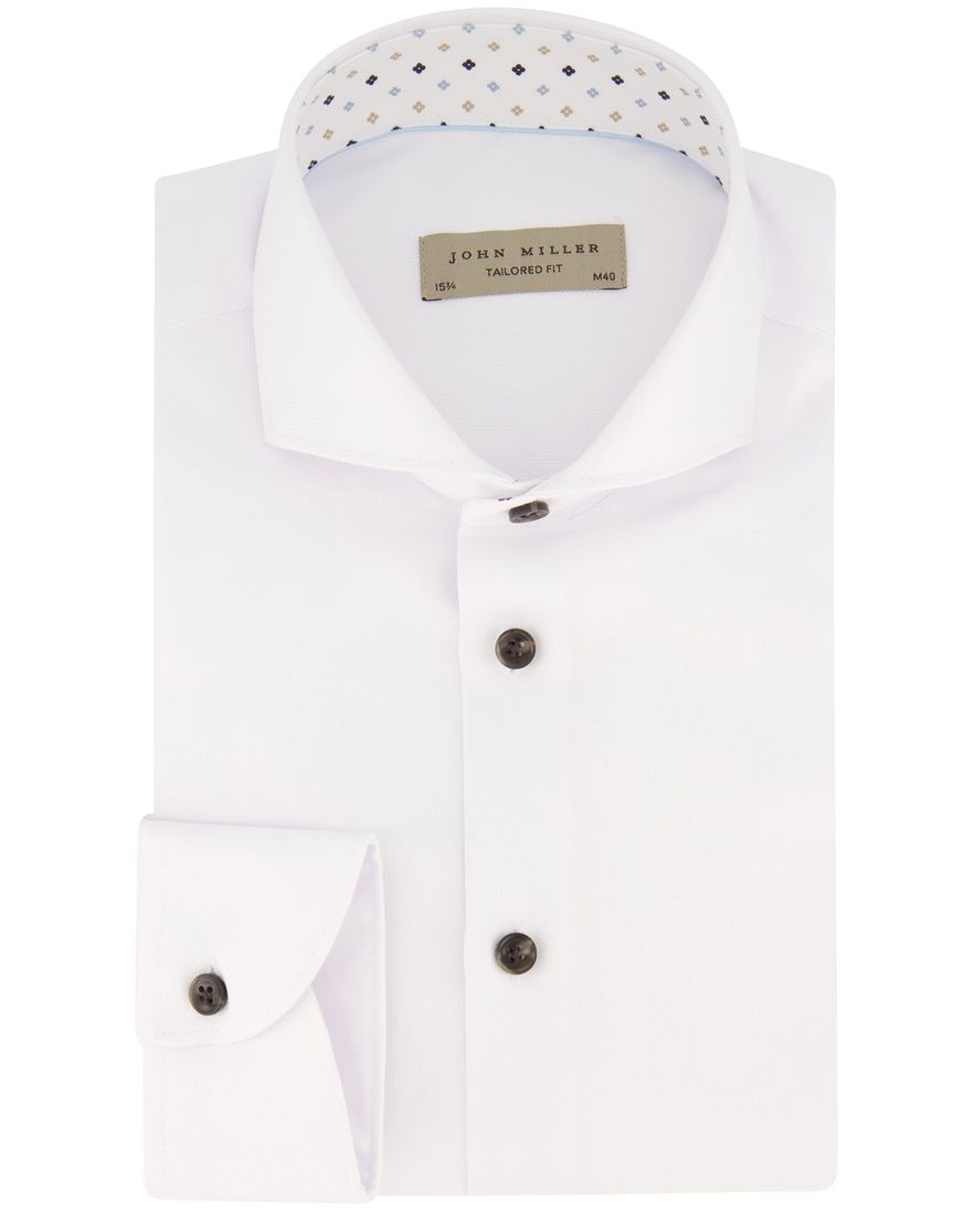 John Miller business overhemd tailored fit wit effen katoen