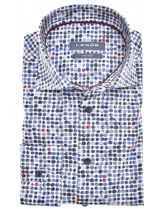 Ledub overhemd donkerblauw geprint