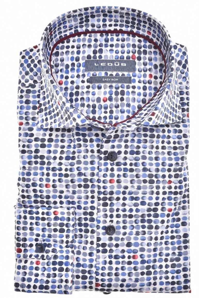 Ledub overhemd donkerblauw geprint