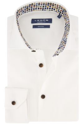 Ledub Overhemd Ledub overhemd normale fit wit effen katoen non iron