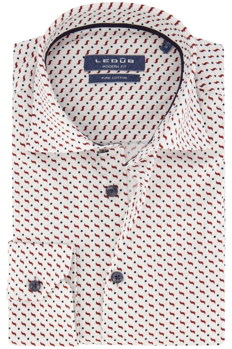 Ledub overhemd wit geprint