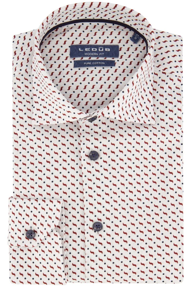 Ledub overhemd wit geprint