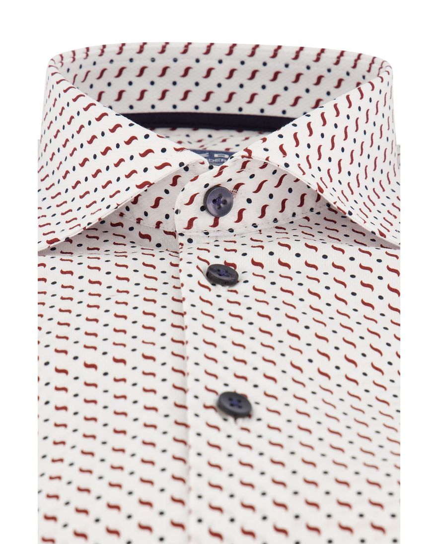 Overhemd Ledub normale fit wit rood geprint katoen