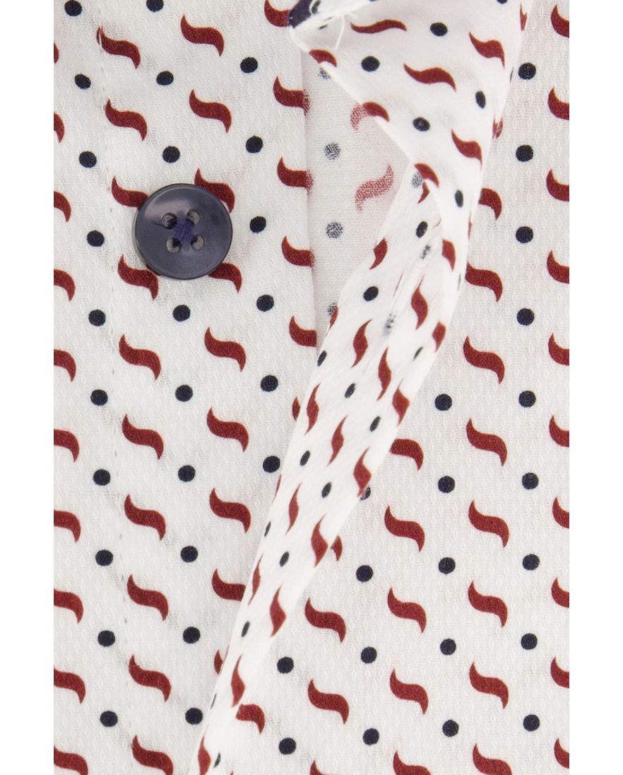 Overhemd Ledub normale fit wit rood geprint katoen