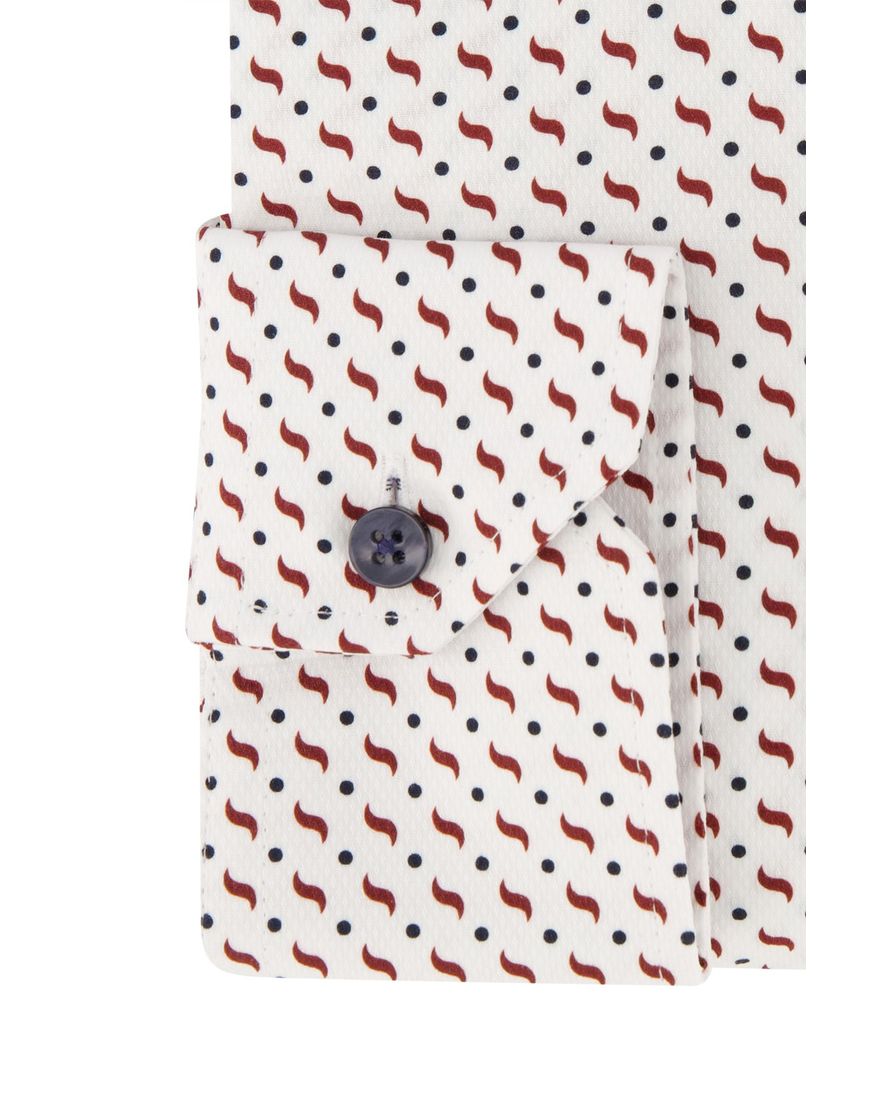 Overhemd Ledub normale fit wit rood geprint katoen